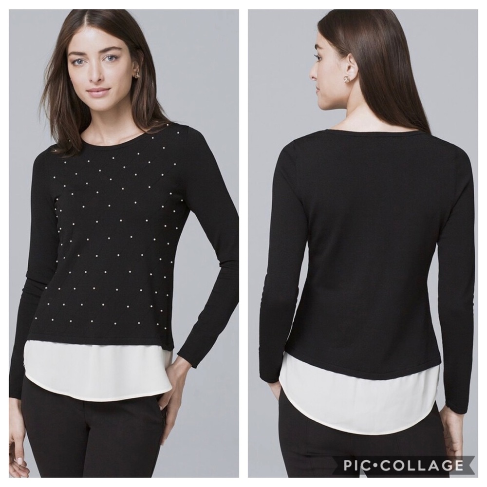 White House Black Market Black and White Sweater